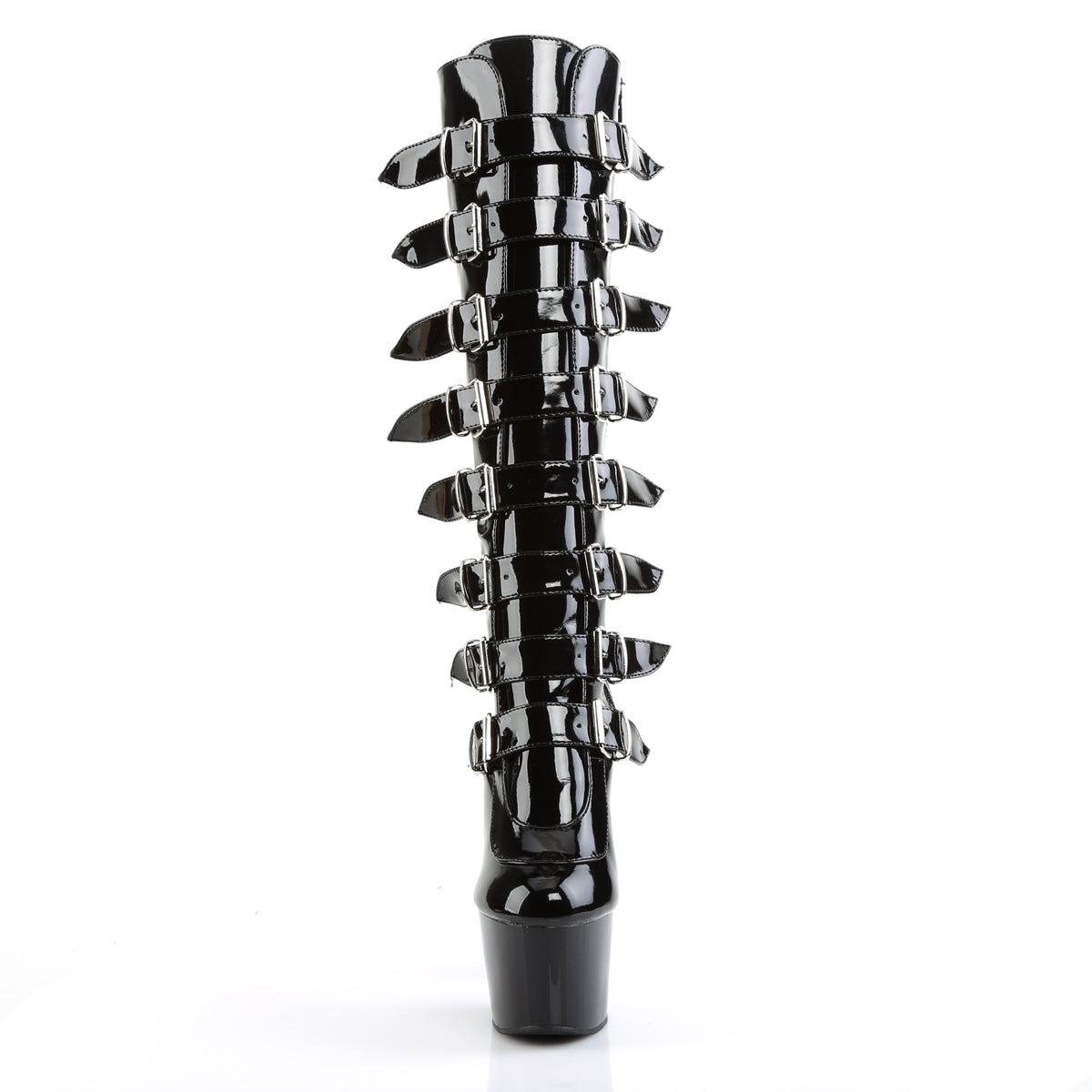 adore 2043 pleaser stripper sexy boots 7 inch platforms knee high length boots with buckles side zip
