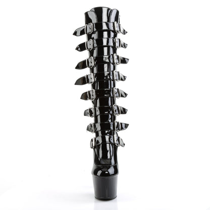 adore 2043 pleaser stripper sexy boots 7 inch platforms knee high length boots with buckles side zip