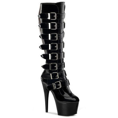 Pleaser ADORE-2043 Black Platform Knee High Boots - 7 Inch Heels