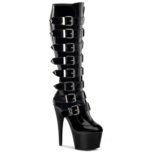 ADORE-2043 Pleaser Black 7 Inch Exotic Dancer Knee High Boots