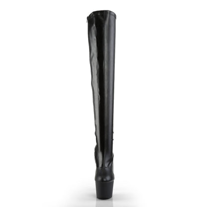 adore 3000 pleaser stripper faux leather 7 inch plain stretch platforms thigh high length boots side zip