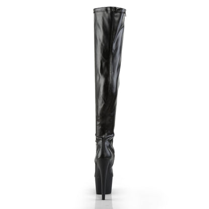 adore 3000 pleaser stripper sexy shoes 7 inch plain stretch platforms thigh high length boots side zip