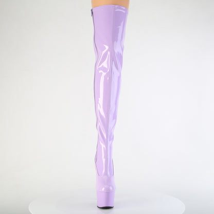 Pleaser ADORE-3000 Lavender Platform Thigh High Boots - 7 Inch Heels
