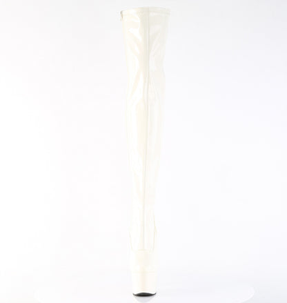 Pleaser ADORE-3000 Off-White Platform Thigh High Boots - 7 Inch Heels