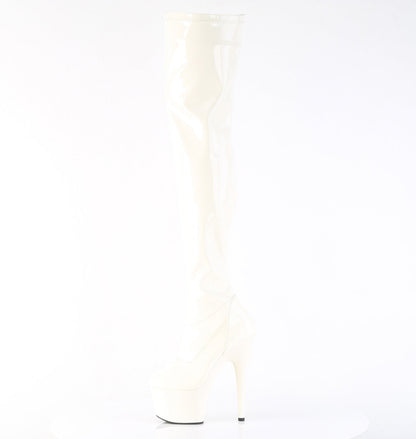 ADORE-3000 Pleaser Off White 7 Inch Exotic Dance Thigh Boots