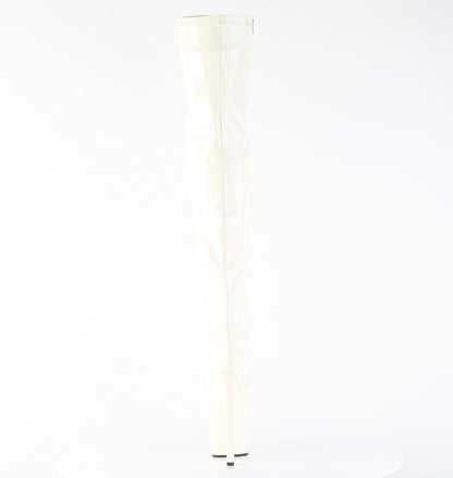 Pleaser ADORE-3000 Off-White Platform Thigh High Boots - 7 Inch Heels