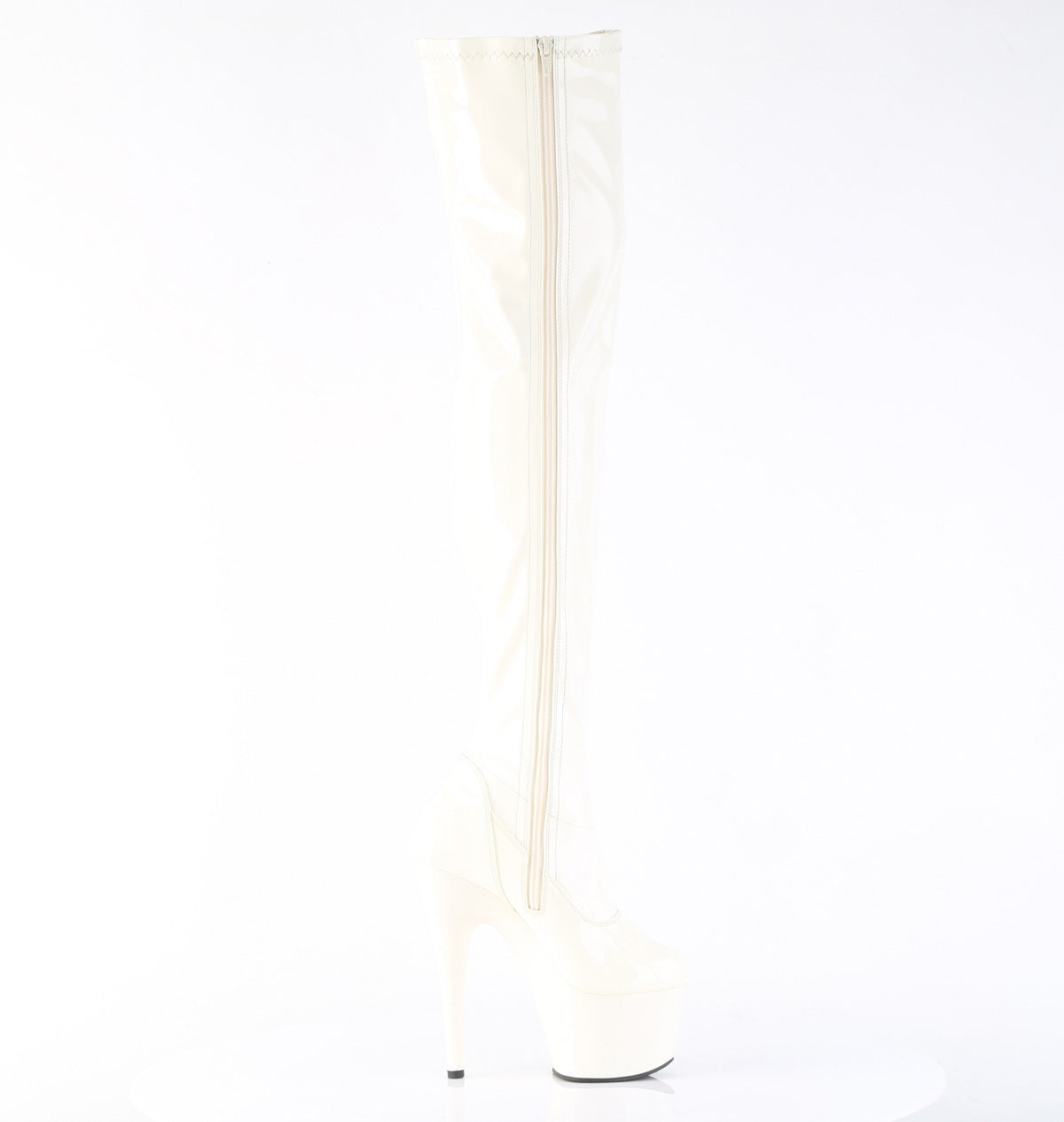 ADORE-3000 Pleaser Off White 7 Inch Exotic Dance Thigh Boots