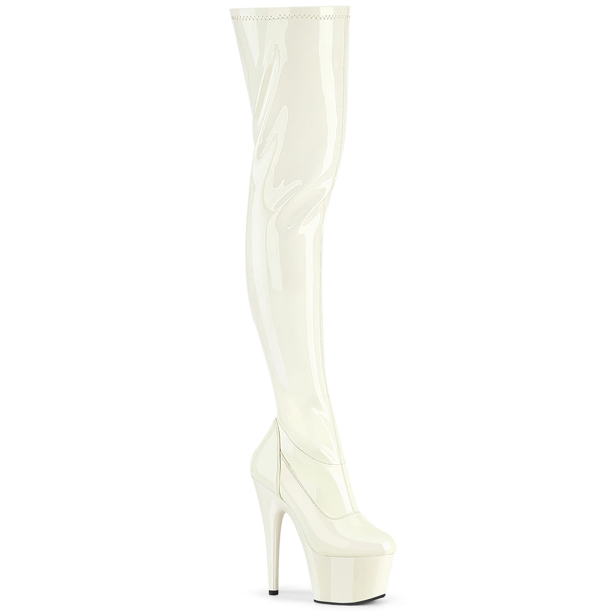 ADORE-3000 Pleaser Off White 7 Inch Exotic Dance Thigh Boots