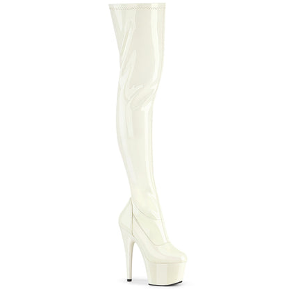 ADORE-3000 Pleaser Off White 7 Inch Exotic Dance Thigh Boots