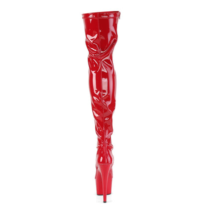 adore 3000 pleaser stripper faux leather 7 inch plain stretch platforms thigh high length boots side zip