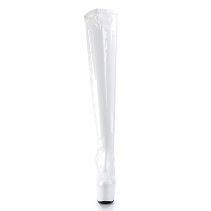 adore 3000 pleaser stripper plain stretch platforms thigh high length boots side zip white
