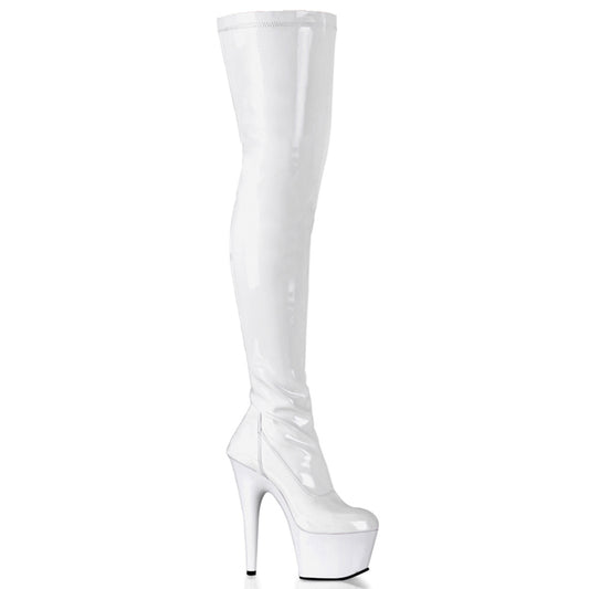 ADORE-3000 Pleaser White 7 Inch Pole Dance Thigh Boots