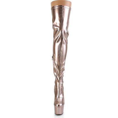 ADORE-3000HWR Pleaser Rose Gold 7 Inch Fetish Platform Thigh Boots