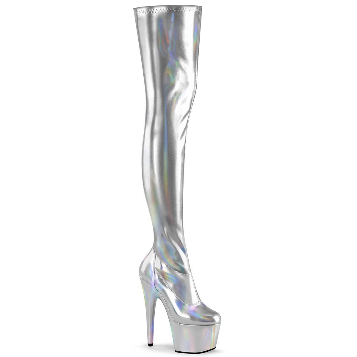 ADORE-3000HWR Pleaser Silver 7 Inch Pole Dance Thigh Boots