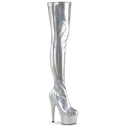 ADORE-3000HWR Pleaser Silver 7 Inch Pole Dance Thigh Boots
