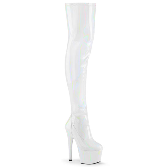 ADORE-3000HWR Pleaser White 7 Inch Platform Thigh Boots