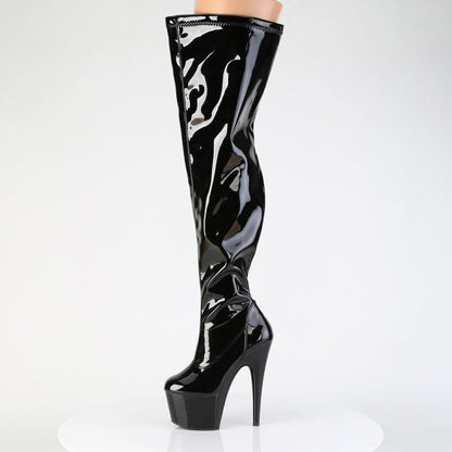 ADORE-3000WCF Pleaser Black Patent Thigh High Platform Boots