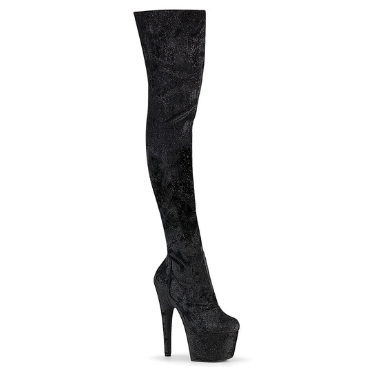 ADORE-3000WR Pleaser Black Fabric 7 Inch Sexy Thigh Boots