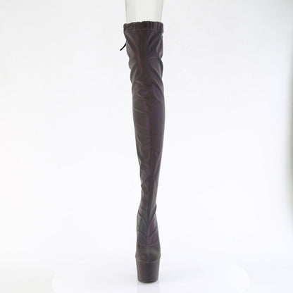 ADORE-3008REFL Pleaser Green Purple 7 Inch Fetish Platform Thigh Boots