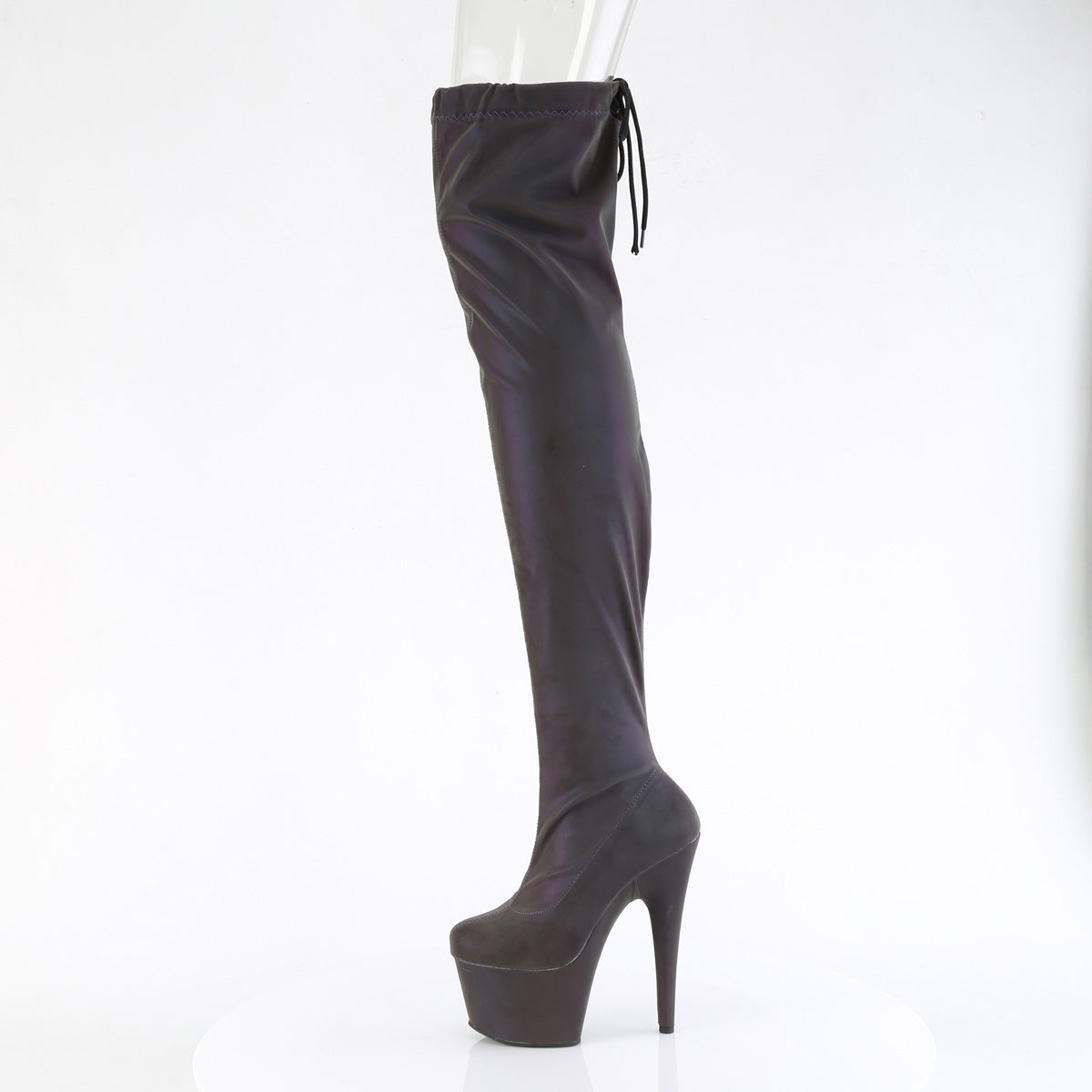ADORE-3008REFL Pleaser Green Purple 7 Inch Fetish Platform Thigh Boots