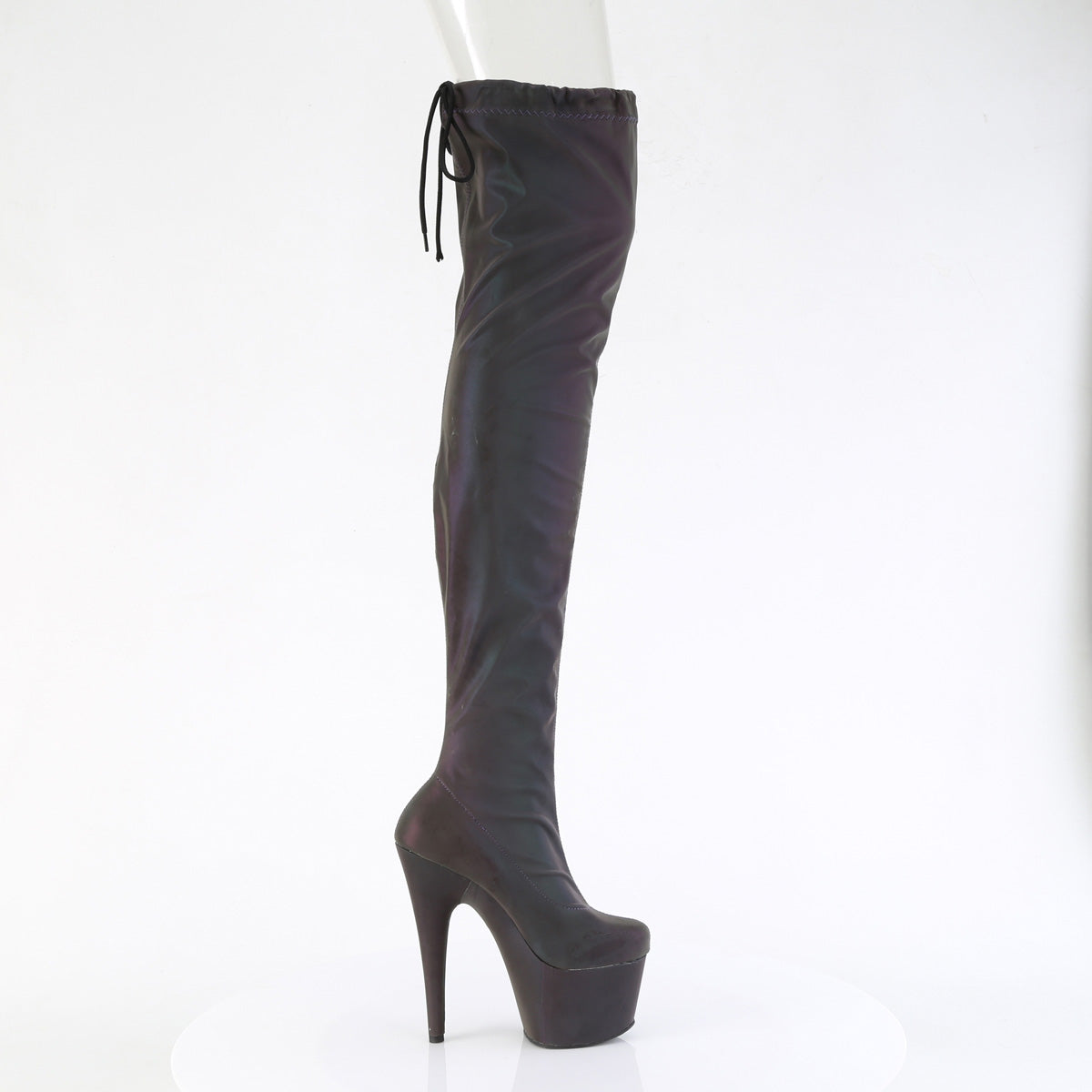 ADORE-3008REFL Pleaser Green Purple 7 Inch Fetish Platform Thigh Boots