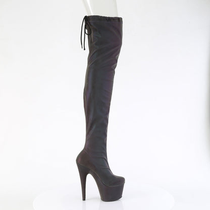 ADORE-3008REFL Pleaser Green Purple 7 Inch Fetish Platform Thigh Boots