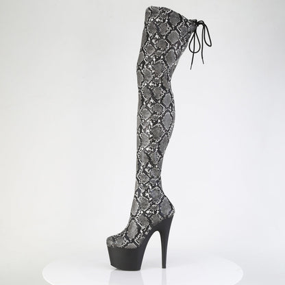 ADORE-3008SP-BT Pleaser Snake Print 7 Inch Exotic Dancing Thigh Boots