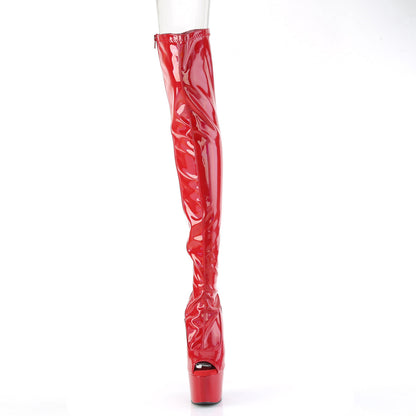 ADORE-3011HWR Pleaser Red 7 Inch Exotic Dancers Thigh Boots