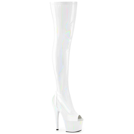 ADORE-3011HWR Pleaser White 7 Inch Platform Sexy Thigh Boots