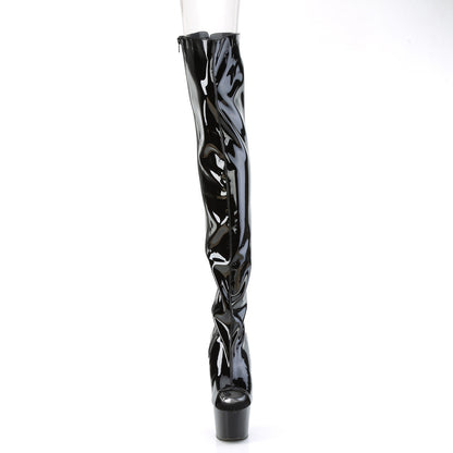 ADORE-3017 Pleaser Black Patent 7 Inch Fetish Bedroom Thigh Boots