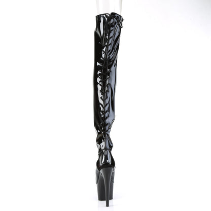 ADORE-3017 Pleaser Black Patent 7 Inch Fetish Bedroom Thigh Boots
