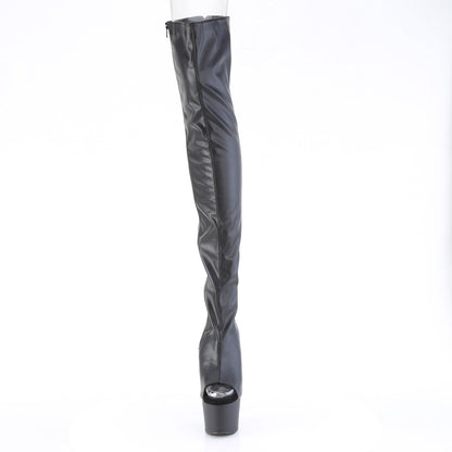 ADORE-3017 Pleaser Black Faux Leather 7 Inch Fetish Glamour Thigh Boots