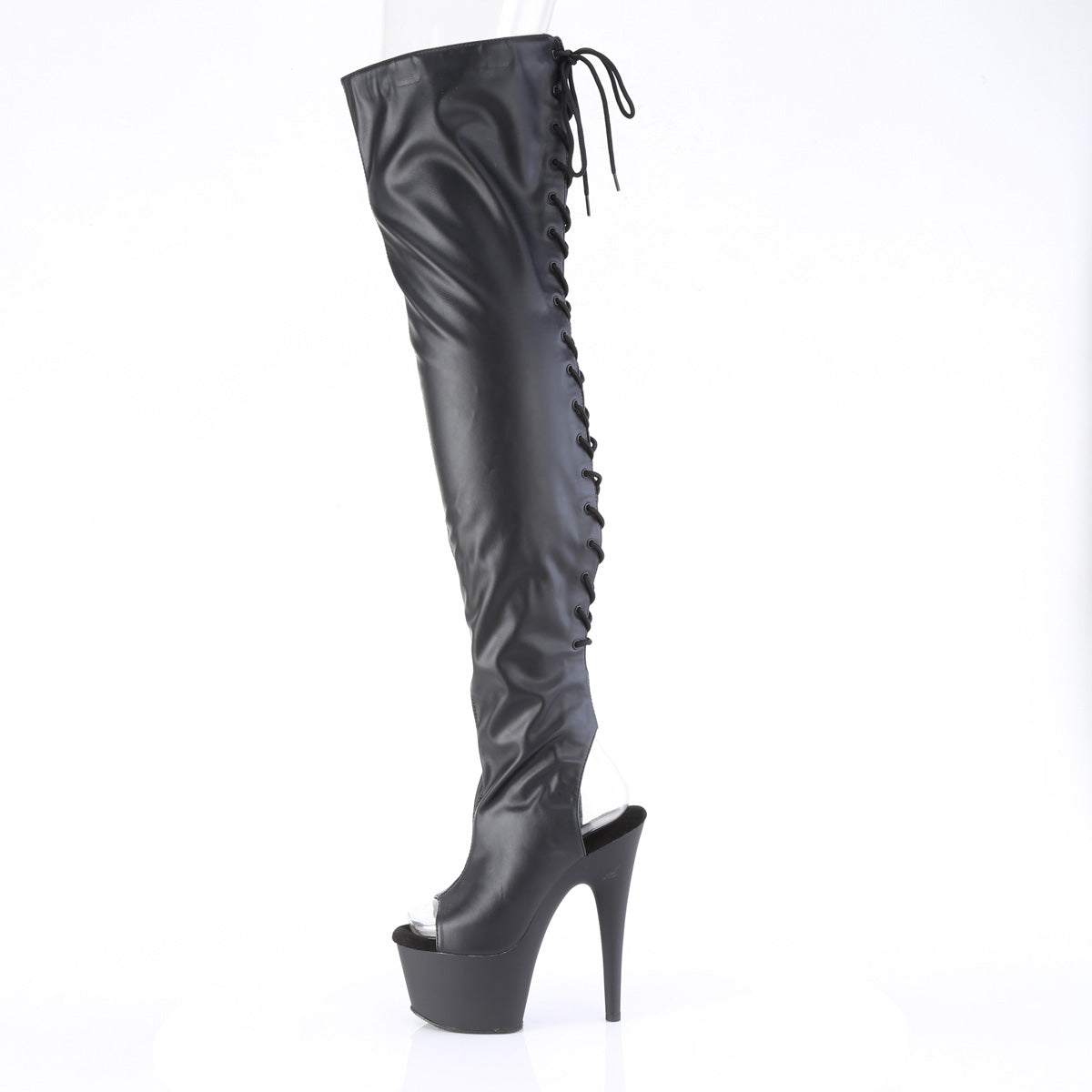 ADORE-3017 Pleaser Black Faux Leather 7 Inch Fetish Glamour Thigh Boots
