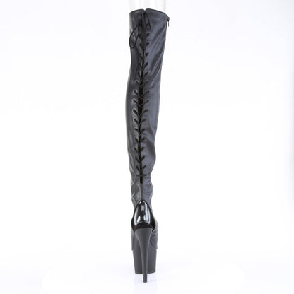 ADORE-3017 Pleaser Black Faux Leather 7 Inch Fetish Glamour Thigh Boots