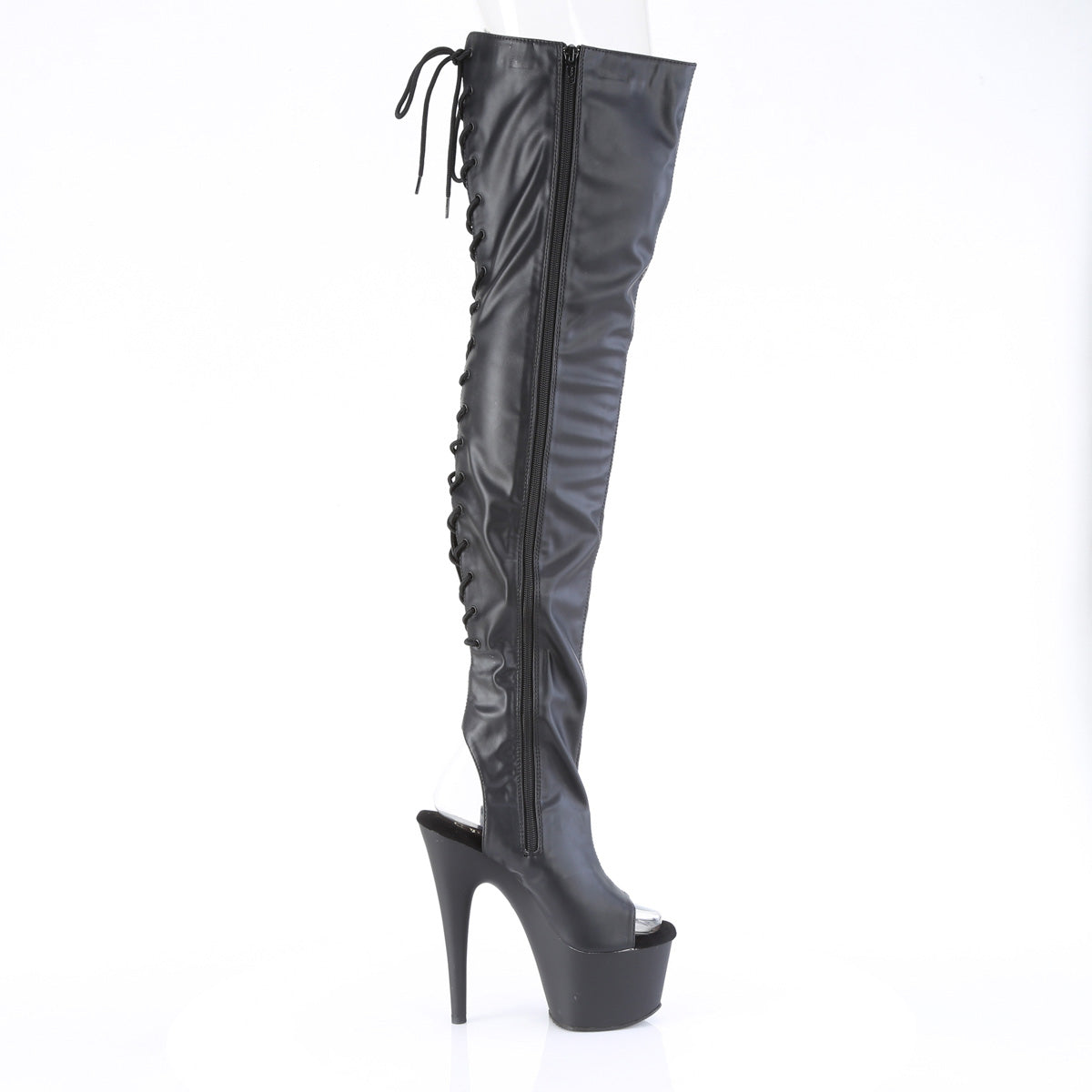 ADORE-3017 Pleaser Black Faux Leather 7 Inch Fetish Glamour Thigh Boots