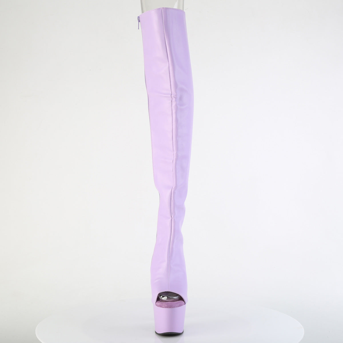 Pleaser ADORE-3019 Lavender / Lavender Matte Lace-Up Open Toe Platform Over the Knee Boots - 7 Inch Heels