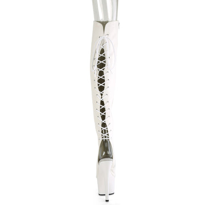 ADORE-3019 Pleaser White Faux Leather Exotic Dancing Thigh High Boots