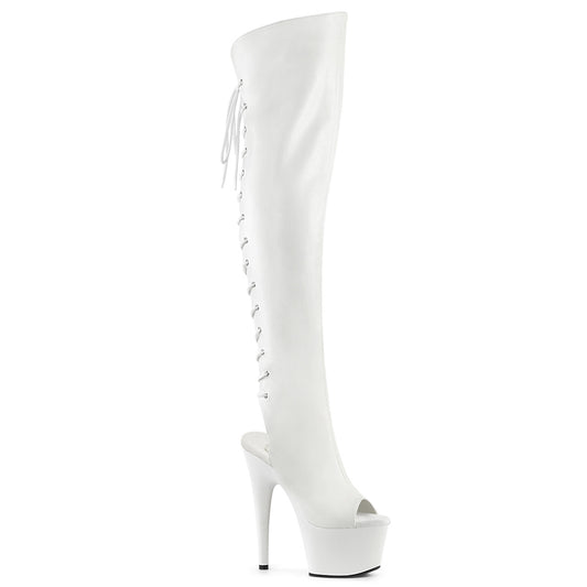 ADORE-3019 Pleaser White 7 Inch Sexy Heels Thigh Boots
