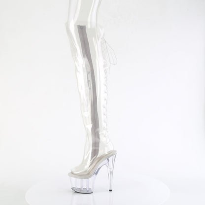 ADORE-3019C Pleaser Clear 7 Inch Exotic Dance Thigh Boots