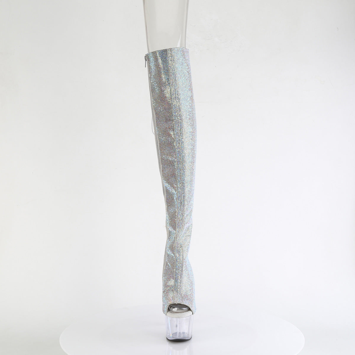 ADORE-3019C-RS Pleaser Silver 7 Inch Exotic Dance Thigh Boots