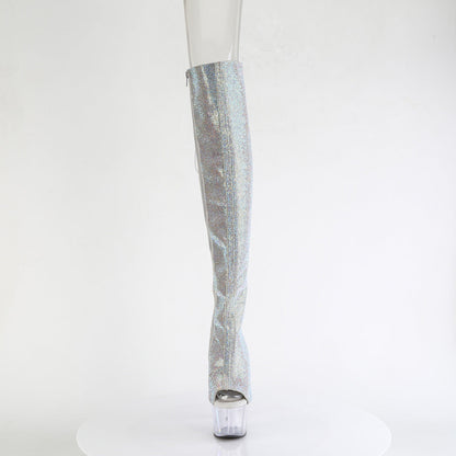 ADORE-3019C-RS Pleaser Silver 7 Inch Exotic Dance Thigh Boots