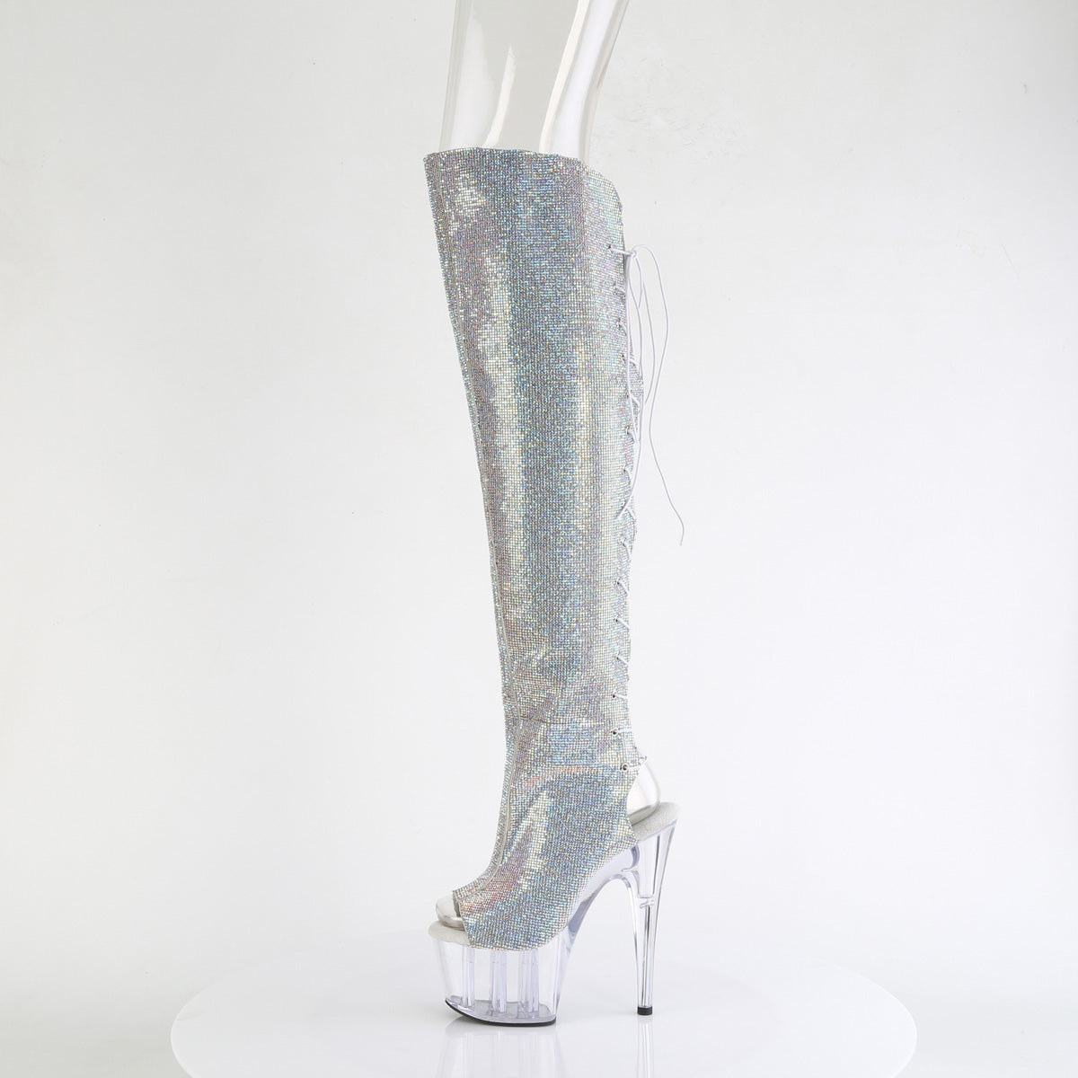 ADORE-3019C-RS Pleaser Silver 7 Inch Exotic Dance Thigh Boots