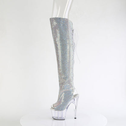 ADORE-3019C-RS Pleaser Silver 7 Inch Exotic Dance Thigh Boots