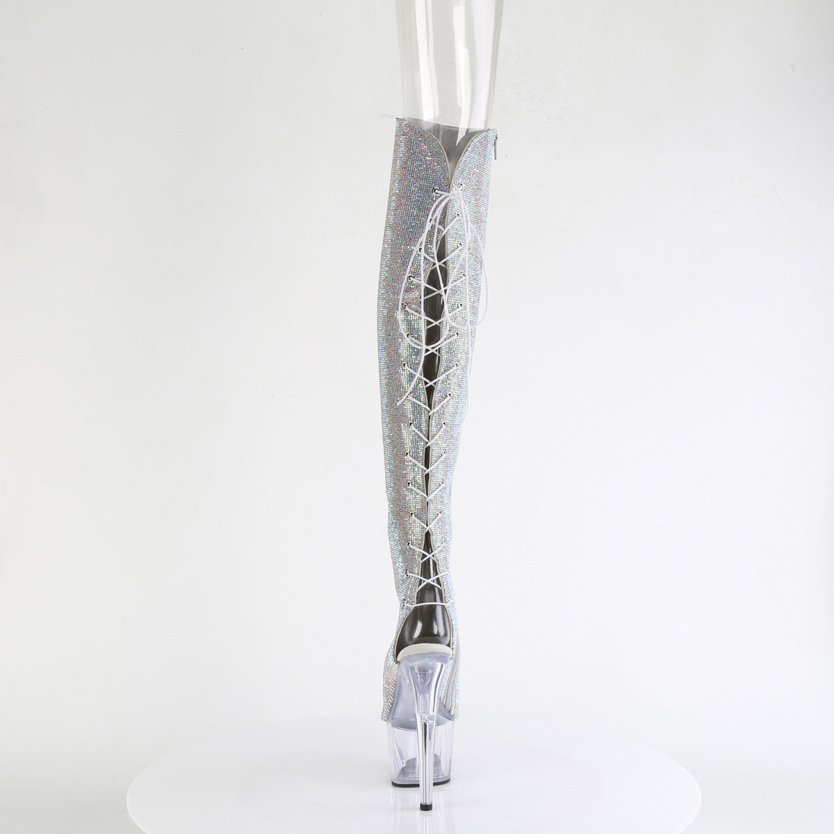 ADORE-3019C-RS Pleaser Silver 7 Inch Exotic Dance Thigh Boots