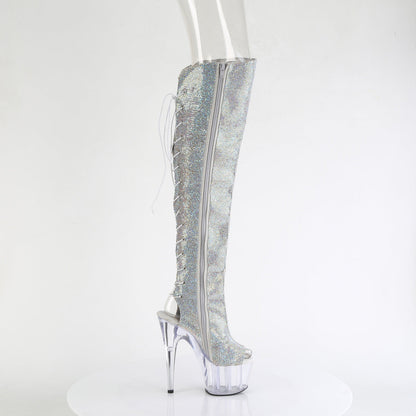 ADORE-3019C-RS Pleaser Silver 7 Inch Exotic Dance Thigh Boots