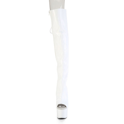 ADORE-3019HWR Pleaser White 7 Inch Pole Dance Thigh Boots