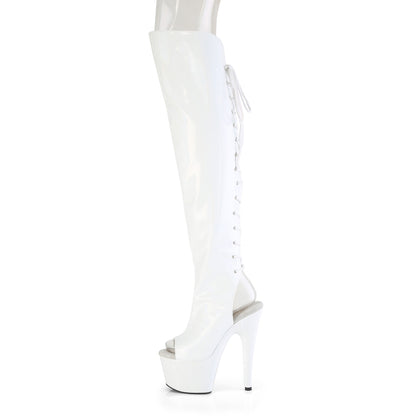 ADORE-3019HWR Pleaser White 7 Inch Pole Dance Thigh Boots