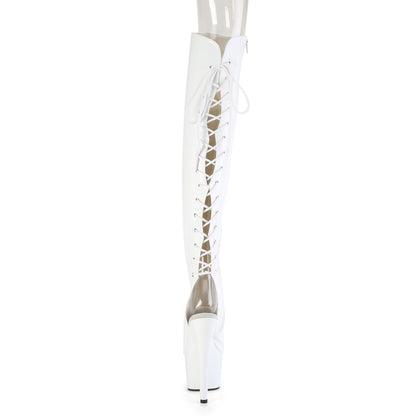 ADORE-3019HWR Pleaser White 7 Inch Pole Dance Thigh Boots