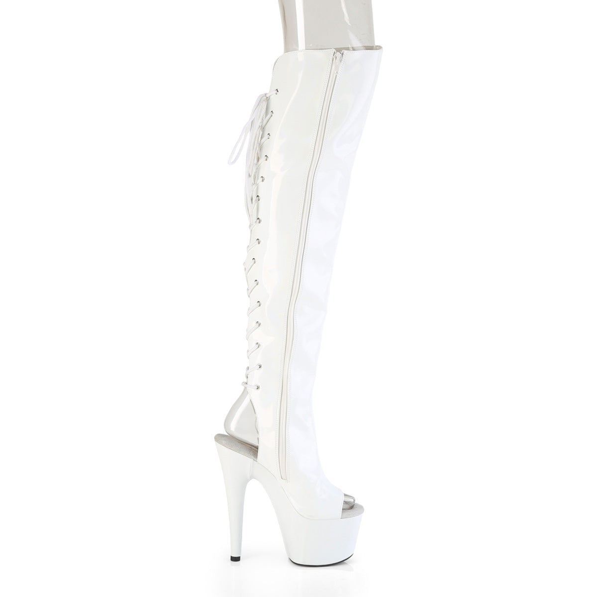 ADORE-3019HWR Pleaser White 7 Inch Pole Dance Thigh Boots