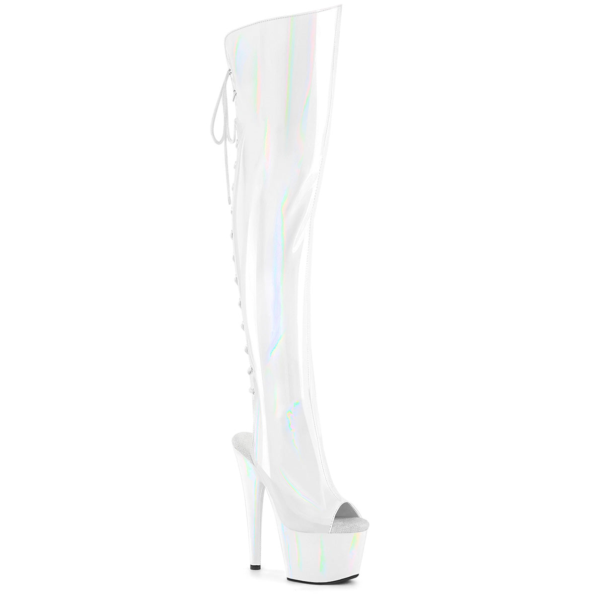 ADORE-3019HWR Pleaser White 7 Inch Pole Dance Thigh Boots